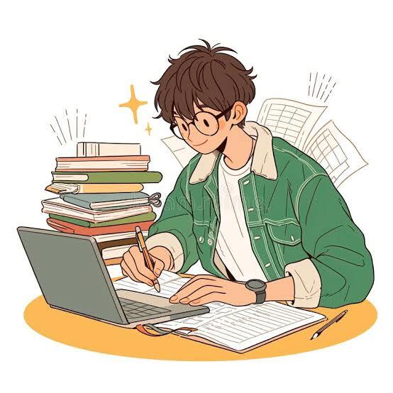 Laptop books with student